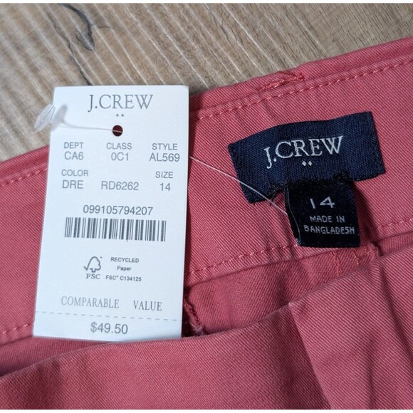 NWT J Crew Size 14 Bermuda Chino Short Dusty Red 9* Inseam Preppy Casual $50 - Picture 4 of 10
